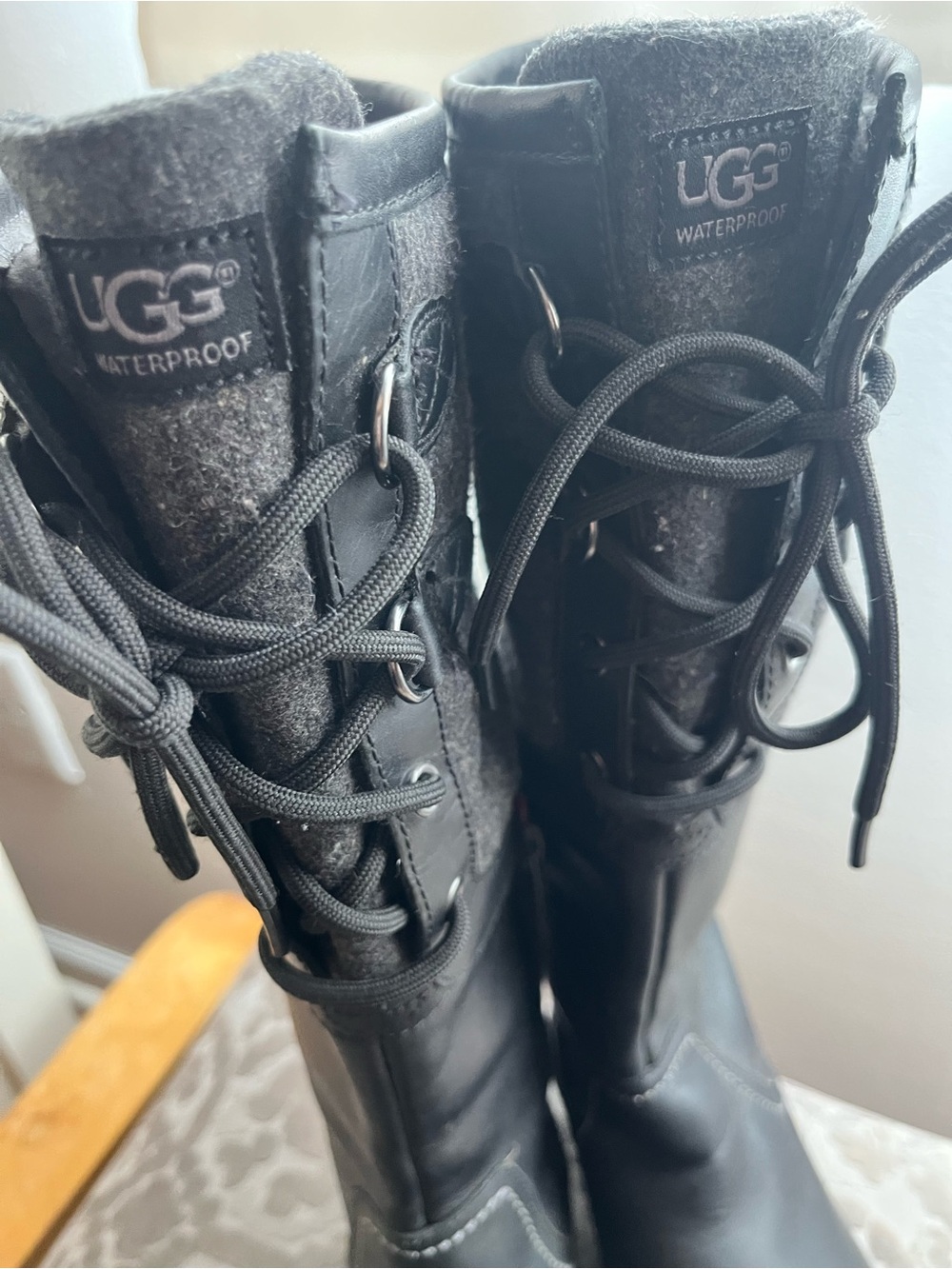 UGG Waterproof Women's Black Lace-Up Boots size 8